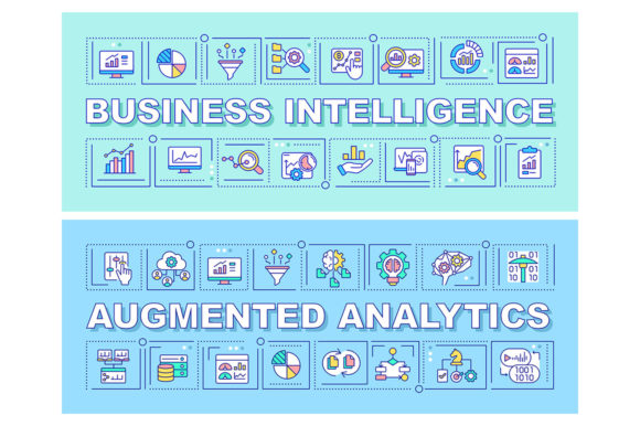 Business Intelligence Word Banner Set: Graphics for Strategic Design