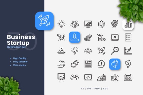Business Startup Icons: Graphics and Icons for Digital Sellers
