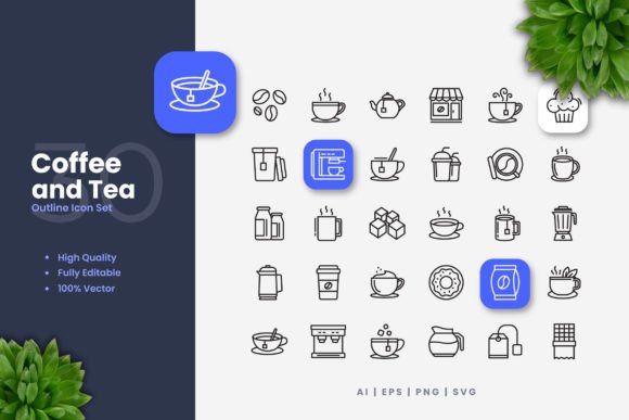 Coffee and Tea Icons: A Simple Graphic Design Asset for Modern Branding