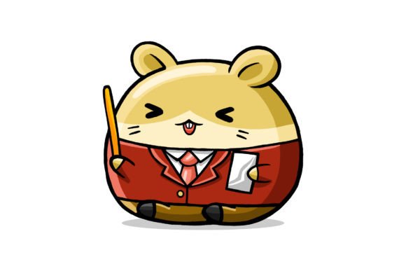 Cute Hamster Teacher Cartoon Vector: A Playful Embroidery Design for Real Projects