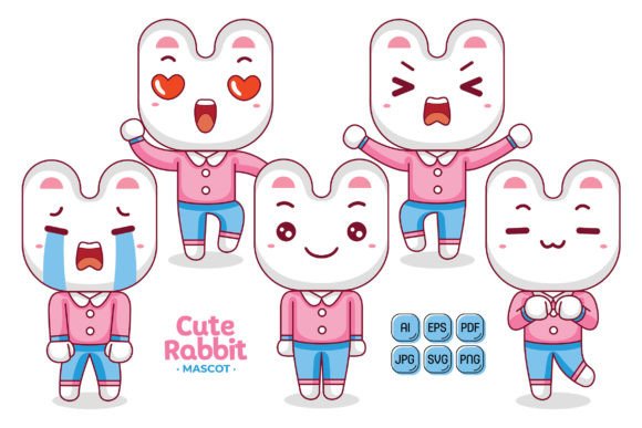 Cute Rabbit Mascot Character Vector Pack for Branding & Marketing