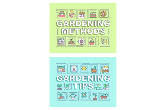 Gardening Tips Word Concept Banner Set: A Graphic Template Boost for Content Creators