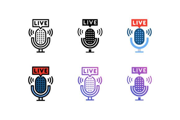 Live Podcast Icon: A Graphic Design Asset for Handmade and Print-on-Demand Creations