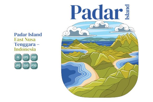 Padar Island Vector Illustration: A Versatile Graphic for Travel-Inspired Design Projects