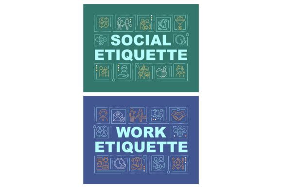 Social Etiquette Word Concept Banner Set: Graphics for Real Crafting