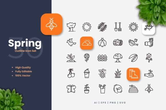 Spring Icons: Graphics and Icons for Modern Design