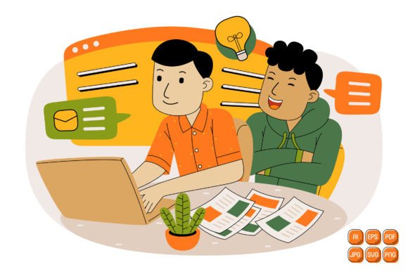 Teamwork Vector Illustration 01: A Must-Have Graphic Design Asset for Content Creators