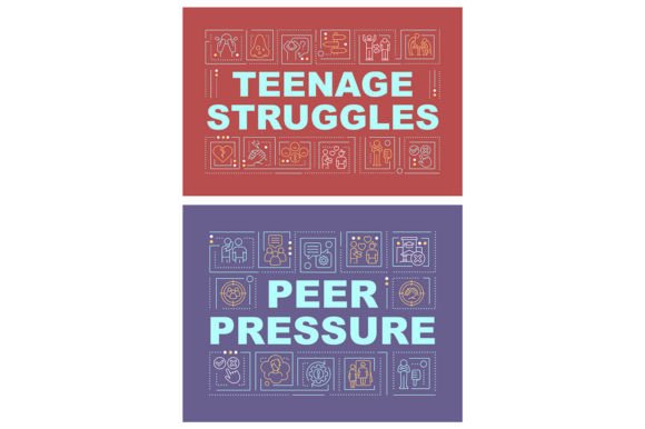 Teenage Concerns Word Concept Banner Set: A Graphic Design Asset for Modern Branding