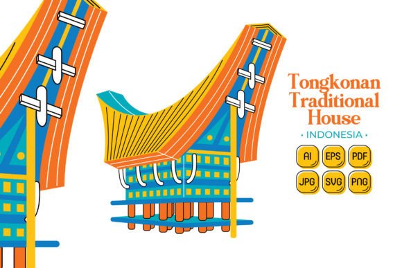 Tongkonan Traditional House Vector Art: A Cultural Graphic for Local Business Branding